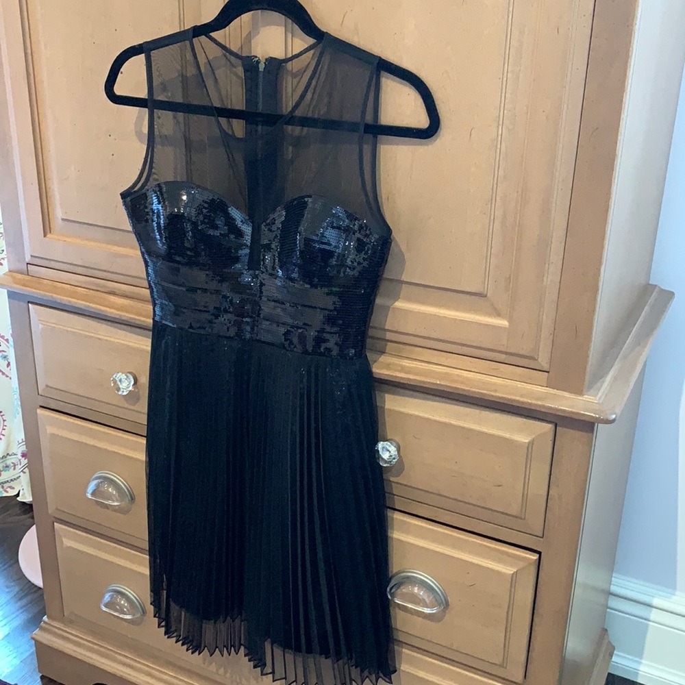 BCBGMaxazria black tule and sequin dress